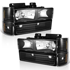 Weelmoto For 1994-1998 Chevy C10 Ck 1500 2500 3500 Black Headlightsbumper Lamp