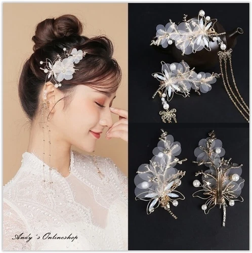 Braut Haarschmuck Haargesteck Dame Hochzeit Kopfschmuck Perlen Silber Gold