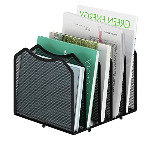Magazine Rack Book Record Holder, 3 Slot Desktop File Sorter Organizer Rack, Metal - View #7
