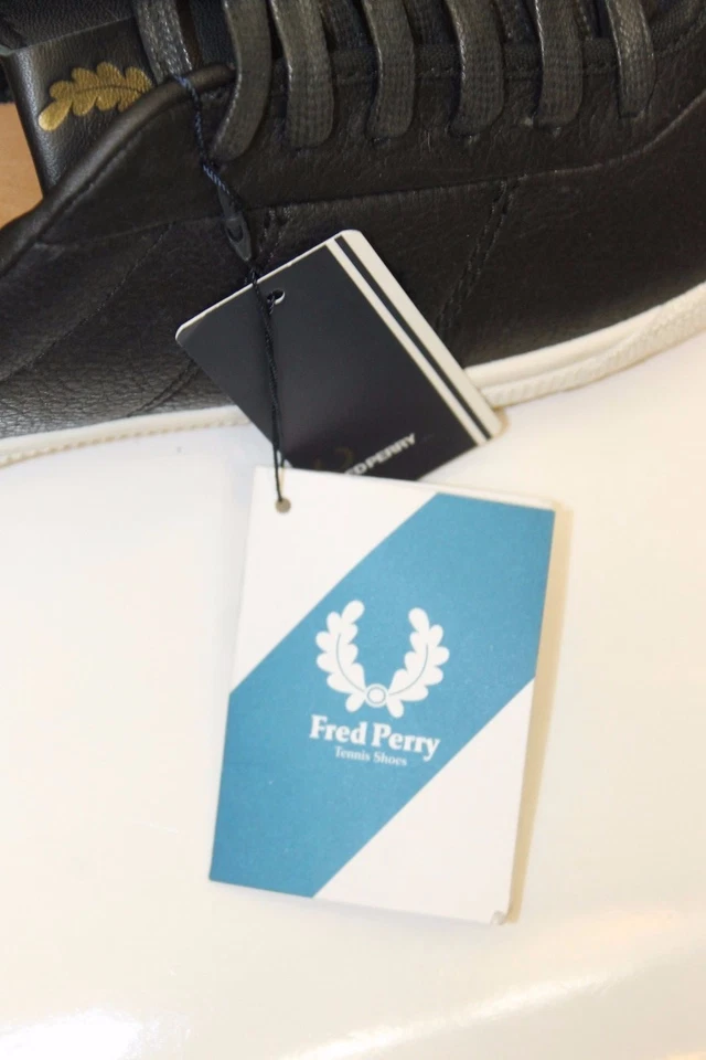 Новый Fred Perry из черной кожи мужские туфли 8 GSG оригинальный 80 теннисный корт стиль - Изображение 3 из 4