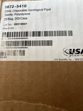 USA Scientific 1072-5410, 25mL Disposable Serological Sterile Pipet, 200/Case