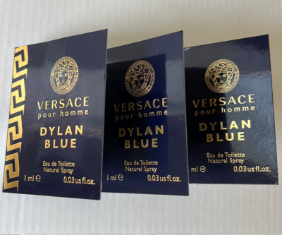 Lot 3 Versace Pour Homme Dylan Blue Eau De Toilette Natural Spray 0.03 Oz Ea 