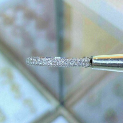 14K White Gold Over 1Ct Round Cut Lab Created Diamond Eternity Wedding Band Ring