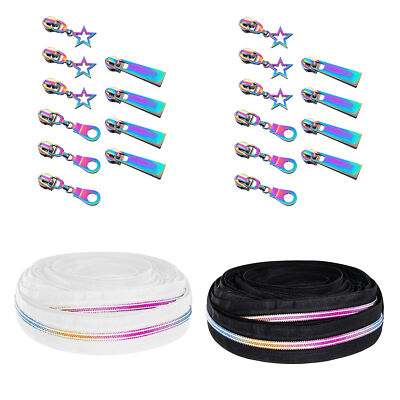 Schwarz/weiß durchgehende Reißverschlusskette Regenbogenzähne Nylonspule für Taschen Reißverschlüsse Reparatur