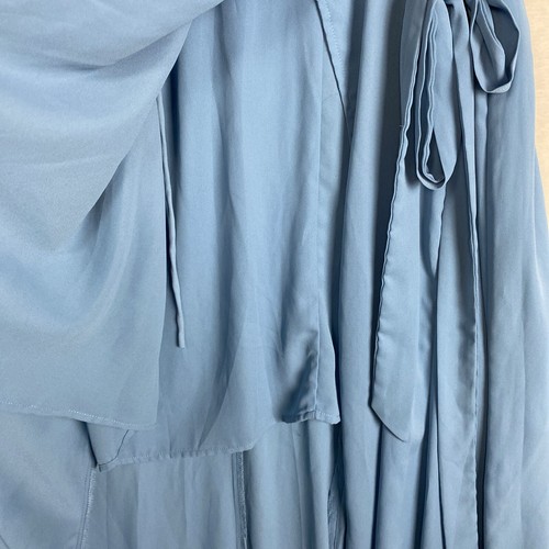 GB Gianni Bini Maxi Wrap Dress Womens Medium Pastel Blue Side Tie Long Heavy - Picture 4 of 10
