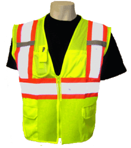 Global GloveGLO-0037 Safety Vest Lime Yellow Reflective Mesh Class 2 D-RING SLOT
