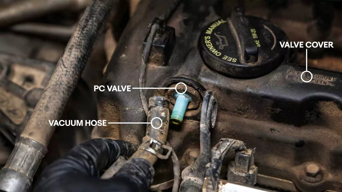 Vacuum hose removed from the PCV valve.