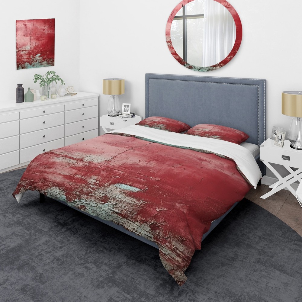 Designart "Red Chaos Collage" Abstract Collages Bedding