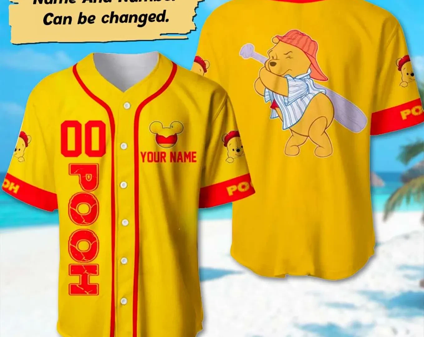 Winnie the Pooh 3D Baseball Jersey Shirt