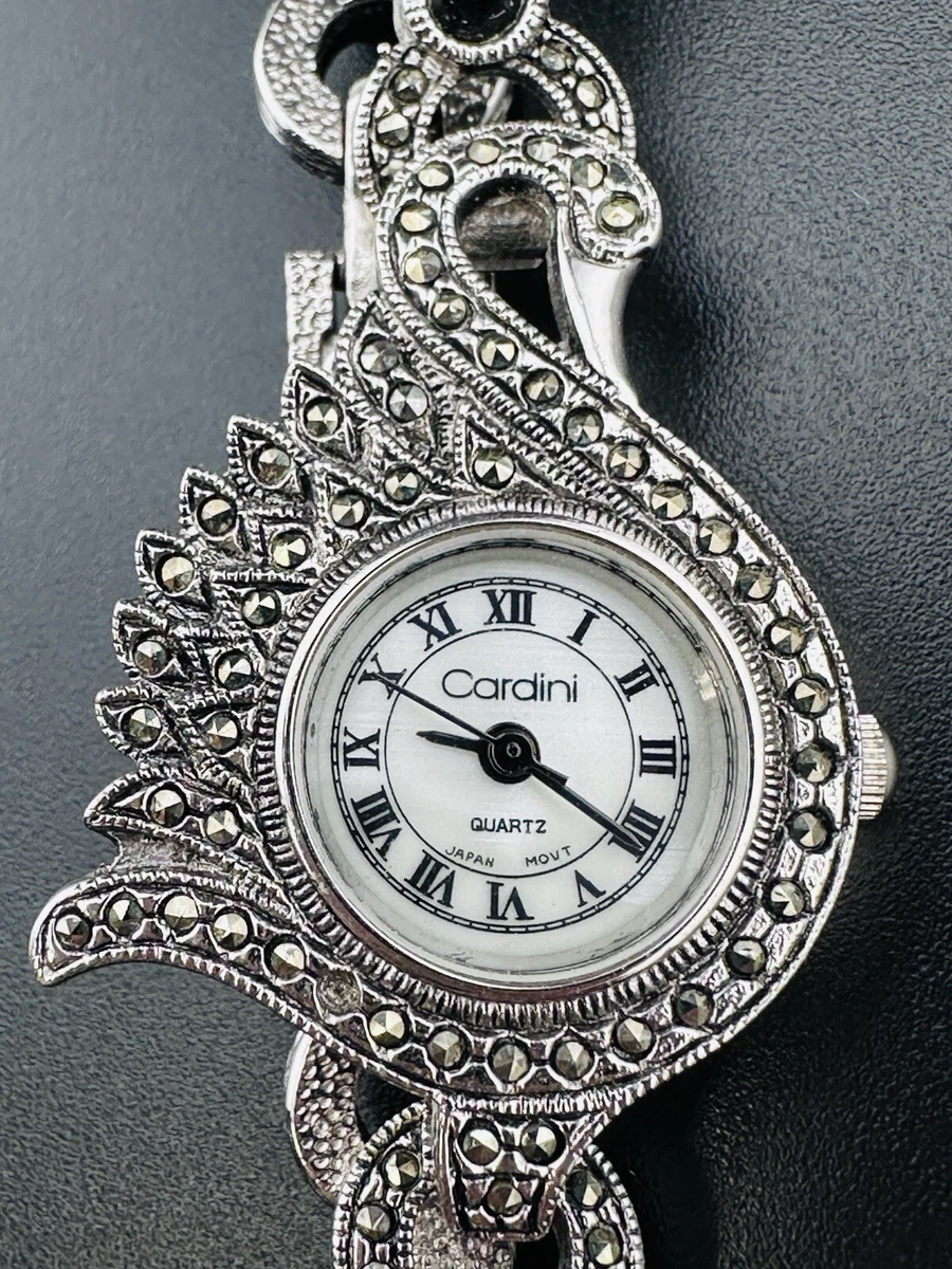 Vtg Cardini Silver Crystal Mesh Bracelet Watch - Silver Mother Of Pearl Vintage cardini watch - Gem main image 2
