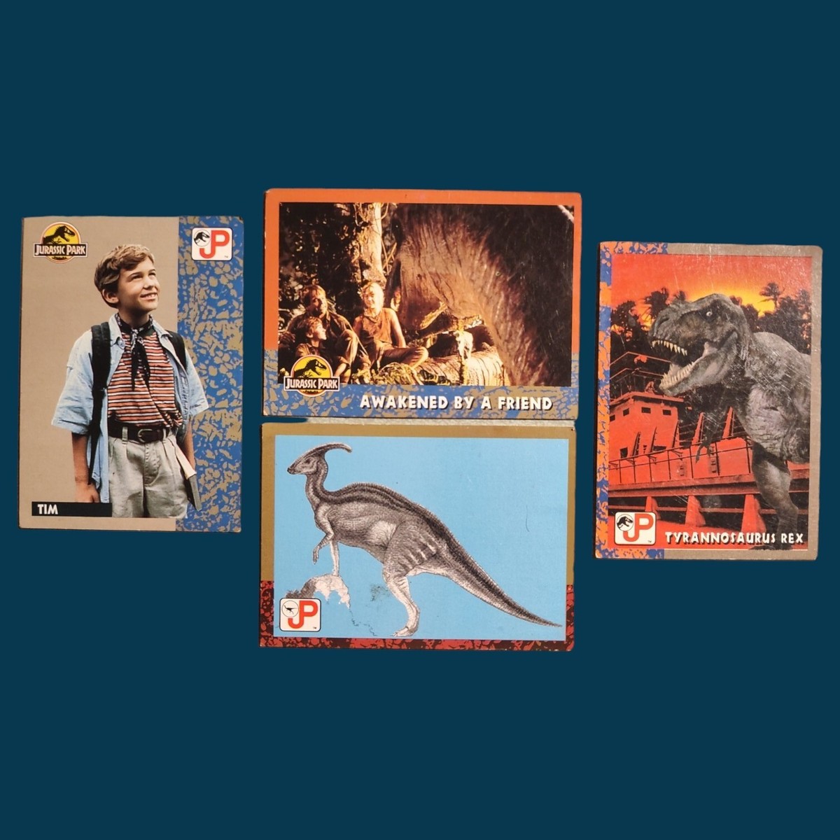 ★1993年製 DINOSAUR ティラノサウルス キラカード No.5★ Lot of 4) 1993 Topps Jurassic Park Movie Trading Cards (# 14, 83