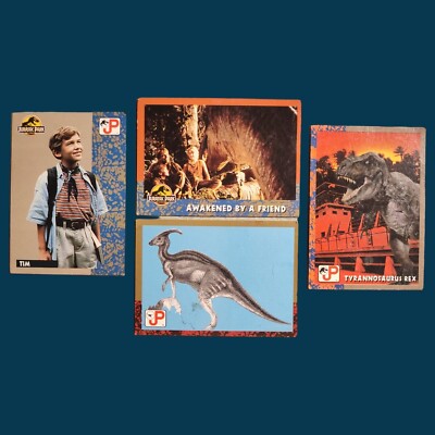 Lot of 4) 1993 Topps Jurassic Park Movie Trading Cards (# 14, 83