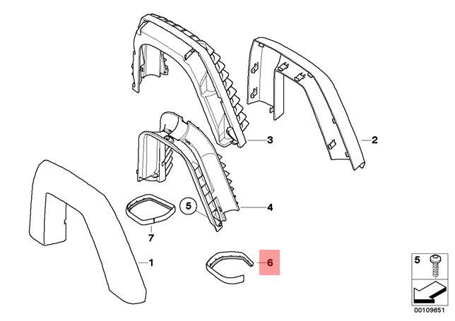Genuine End Ring Right x5 pcs BMW Z4 Roadster E85 Z4 2.0i 2.2i 2.5 