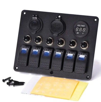Panel Elektrischer Quadro Boot 5+1 LED Mit Voltmeter Und 2 USB Wasserdicht IP65
