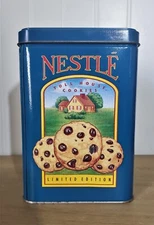 Vintage NESTLE Limited Edition Toll House Cookies Morsels Blue Storage Tin