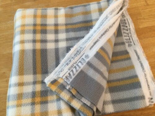 JoAnn Fabric Blizzard fleece fabric plaid yellow gray white 60" wide by 1 1/2 yd - Picture 1 of 2