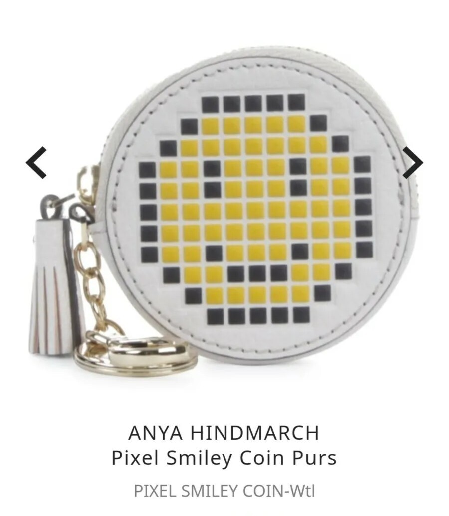 Anya Hindmarch Pixels Smiley Face Coin Purse Bag Charm Keyring keychain