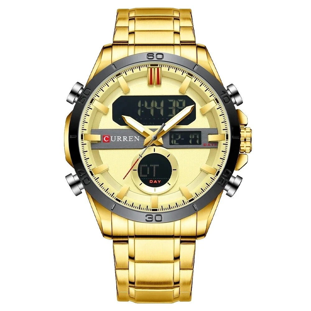 Caja de acero inoxidable Curren relojes pulsera analógico y digital
