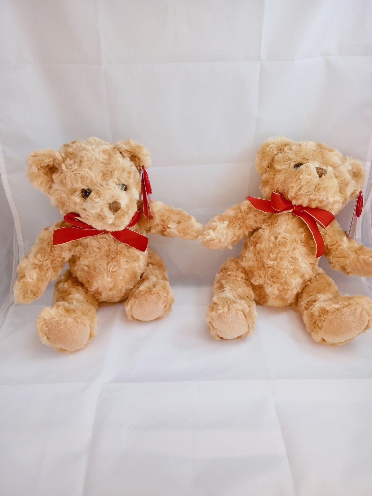 25cm Brown Bear Teddy with Red Ribbon - Soft Cuddly Gift