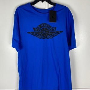 royal blue and black jordan shirt