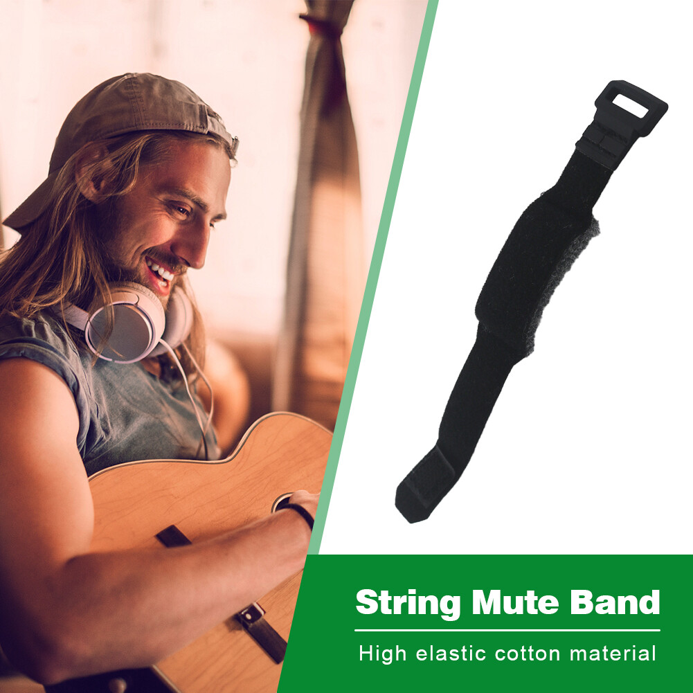 Funda Silenciadora Para Cuerdas De Guitarra - Banda De Tela Y Plástico, Reduce Ruido Al Practicar (240 Mm, Negro)