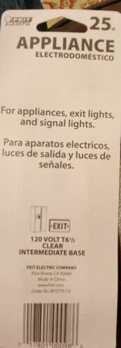 FEIT ELECTRIC ~ 25-Watt T6.5 Clear Tubular Appliance / Exit Light Bulb - Picture 3 of 3