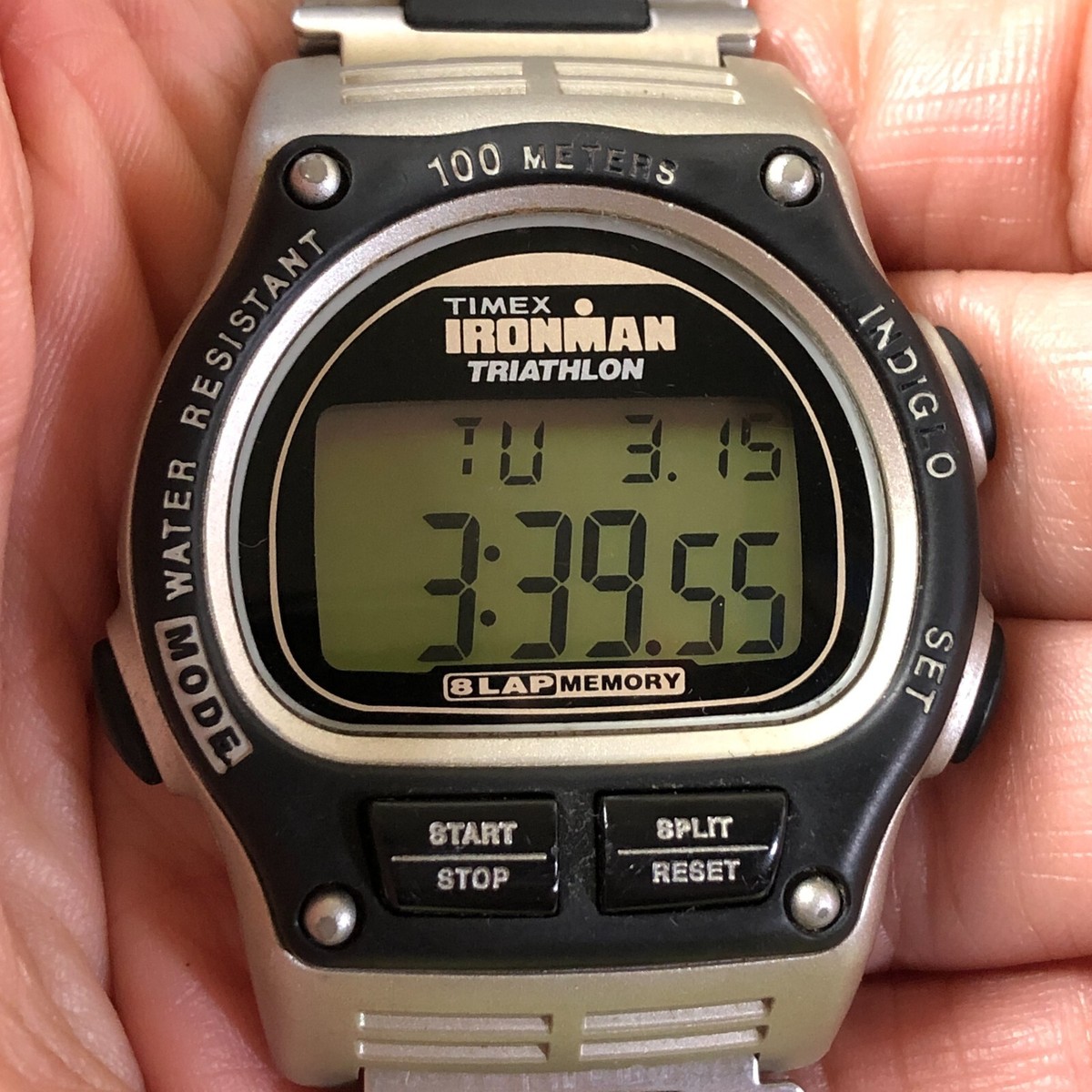 Vtg Timex Ironman Triathlon Men Stainless Steel Quartz Digital