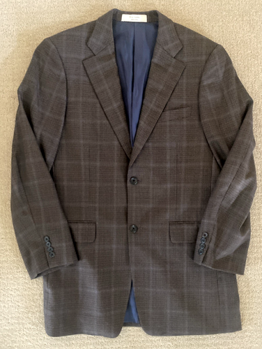 JOHN W NORDSTROM Loro Piana Brown Blue Houndstooth Plaid Blazer 40L Sport Coat - Picture 4 of 18