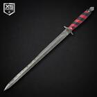28" Real Damascus Steel Historical Short Sword Leather Wrapped Handle w/ Sheath