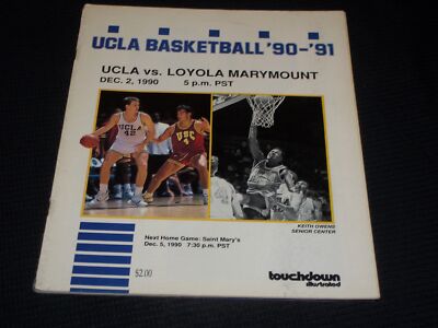 1990 DECEMBER 2 UCLA BASKETBALL MAGAZINE - VS. LOYAL MARYMOUNT PROGRAM - L 11165