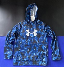NEW WT UNDER ARMOUR BLUE CAMO HOODIE PULL OVER MSRP 45 SIZE YOUTH LARGE