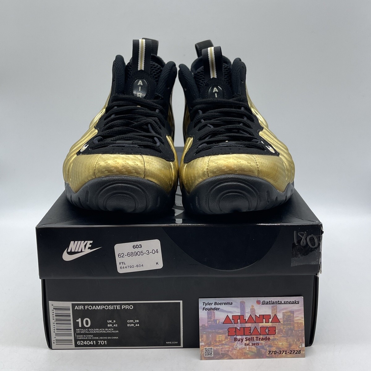Size 10 - Nike Air Foamposite Pro Metallic Gold Black (624041-701