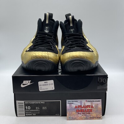 Size 10 - Nike Air Foamposite Pro Metallic Gold Black (624041-701