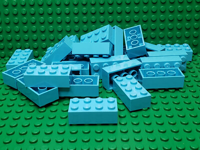 ** 25 CT LOT ** Lego NEW medium azure 2 x 4 standard bricks  Lot of 25