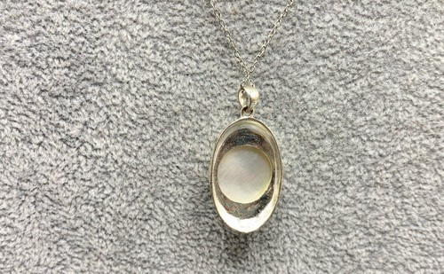 Sterling Silver, M.O.P. Pendant Necklace - Picture 3 of 7