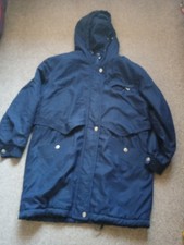 Bernardo Blue Navy Jacket Coat Hood And Pockets Size M Ladies