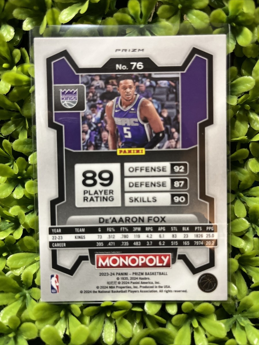 2023-24 PANINI PRIZM DE'AARON FOX #76 SILVER PRIZM KINGS NBA | eBay