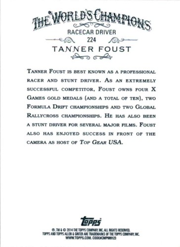 2014 Topps Allen and Ginter #224 Tanner Foust Baseball Card Top Gear Driver - Picture 2 of 2