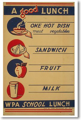 A Good Lunch - Vintage School Healthly Eating Food - NEW WPA Reproduction POSTER