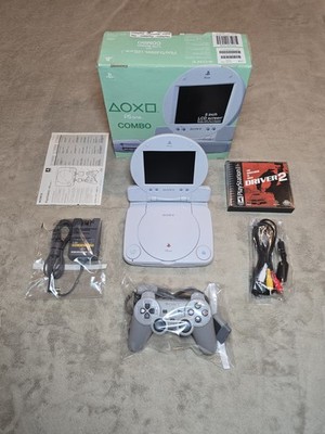 PSOne Combo Ps1 With LCD Screen, Box, Manual, Power, AV, Driver 2 Game (CIB)
