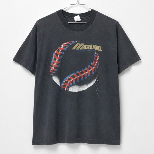 Mizuno, Vintage Mizuno Baseball T-Shirt Made in USA Faded Black Graphic Tee Size M