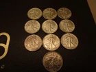 (10) DIFFERENT DATED WALKING LIBERTY HALF DOLLARS   ALL BU COINS  UNSLABBED