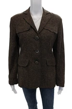Patrizia Pepe Womens Wool Spotted Print Collared Buttoned Blazer Brown Size S