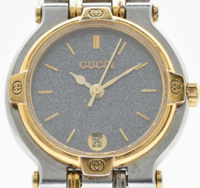 [FAST NEUWERTIG] Vintage GUCCI 9000L schwarzes Zifferblatt Gold Quarz...