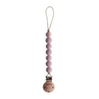 Mushie Schnullerkette Halo Mauve Silkon Holz-Clip Schnullerhalter Nuckelkette