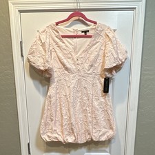 Seni & Cade Blush Rose Pink Floral Puff Sleeve A-Line Short Dress Size L