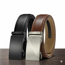 Leather Men  s Automatic Buckle Belt   Adjustable Ratchet Style, 1 Pack