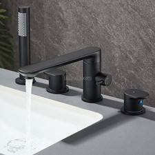 Copper Bath Tub Side Mounted Taps Four Piece Set Bathroom Rotatable Shower Head