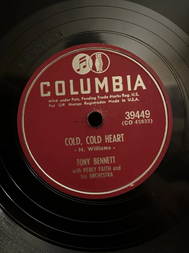 TONY BENNETT - Cold Cold Heart/While We're Young (78 10" 1951) Columbia 39449 Foto 3 de 4