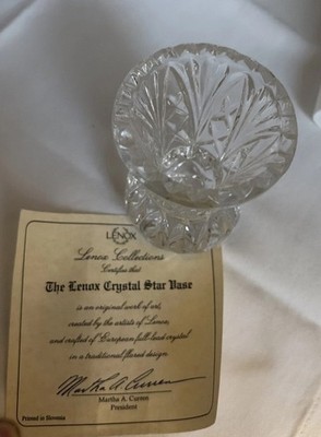 Lenox Full-Lead Crystal Star Vase 2 1/2 Inches Tall With Certificate